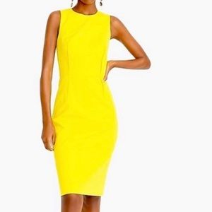 New J.Crew Sheath Dress in Stretch Cotton Blend Size 6P (Canary Yellow)